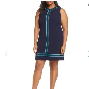 1901 sleeveless navy shift dress